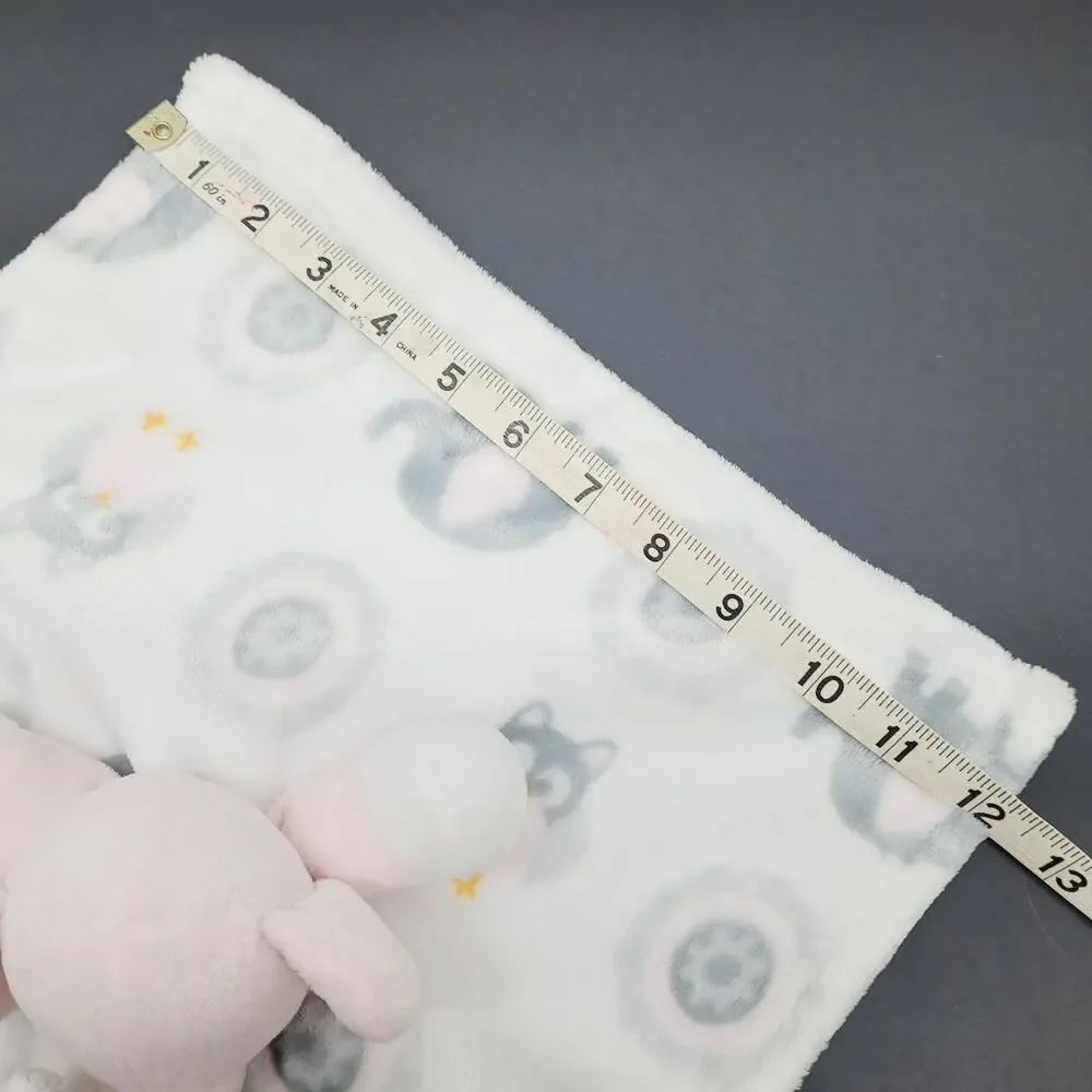 Blankets and Beyond Elephant Lovey Pink Security Blanket Plush Gray White